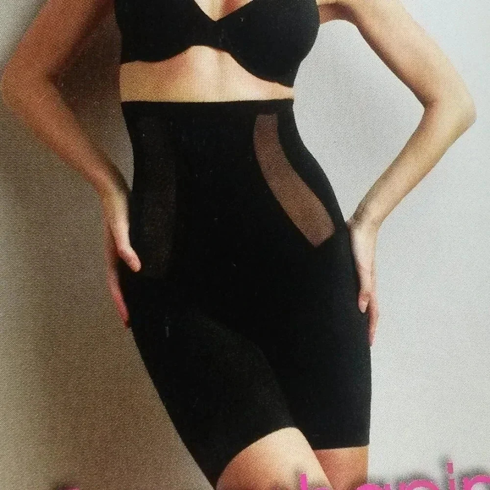 XL X-LARGE Sears Slim Shape High Waist Thigh Shaper Slimmer Black‎ NWT